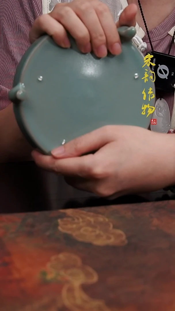 摆件微瑕清凉寺原矿釉三足樽承盘