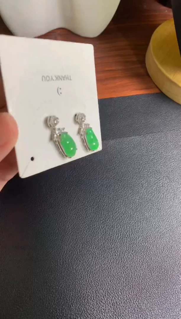 翡翠银S925镶嵌耳饰翡翠