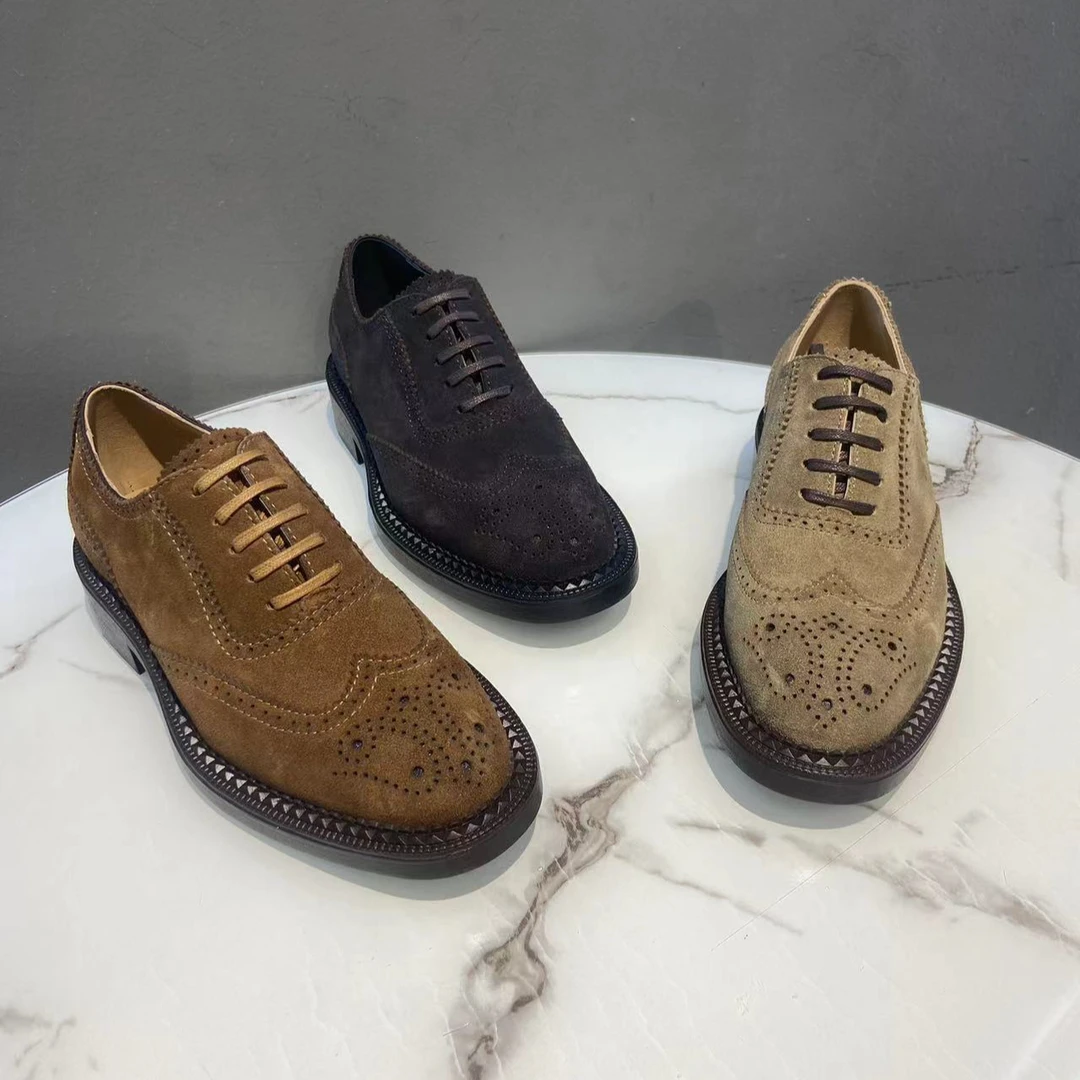 658-2D雕花圆头复古纯色休闲皮鞋固特异牛津鞋低帮擦色