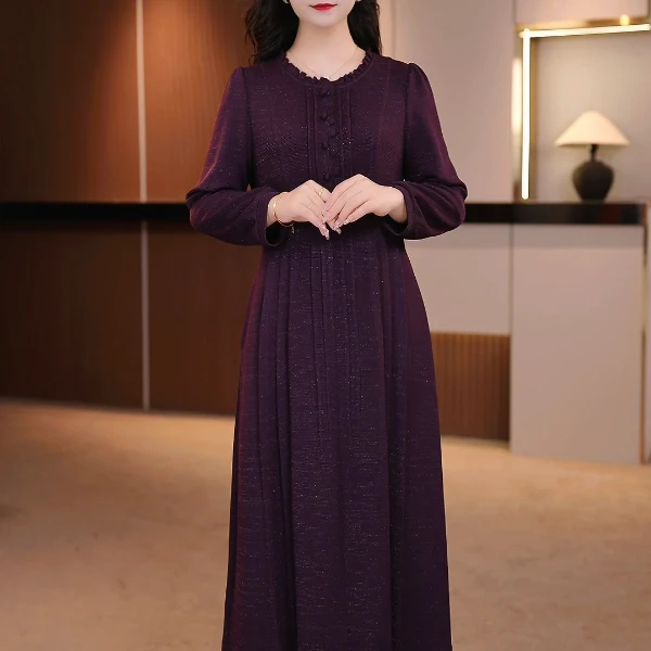 2025秋季新款大码女装遮肉显瘦加肥加大收腰连衣裙 【Y】 FY-9106