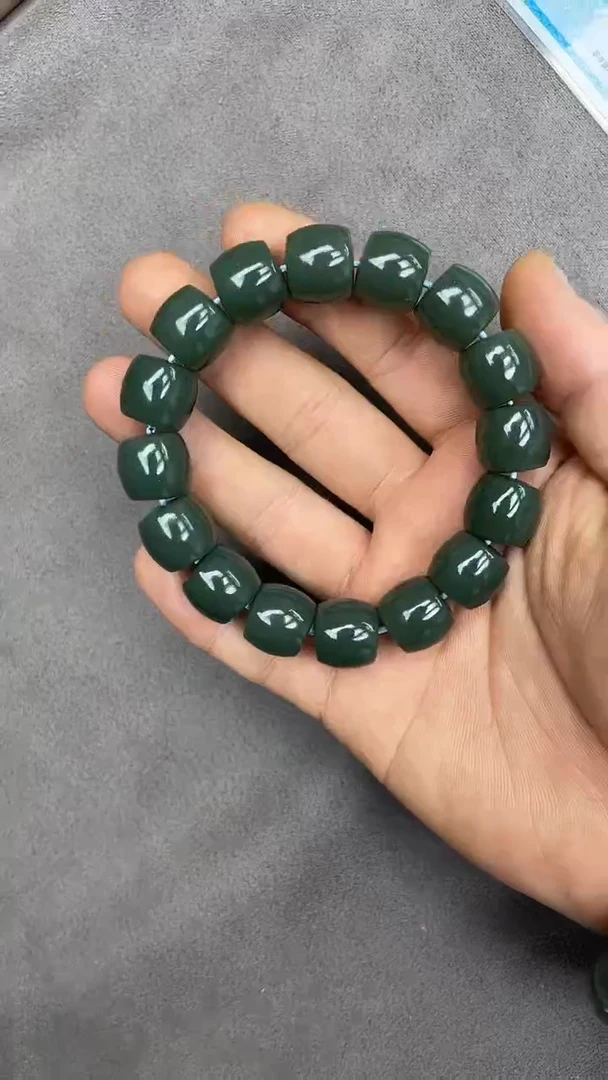 手串未镶嵌和田玉纯天然新疆且末冰底瓷蓝14