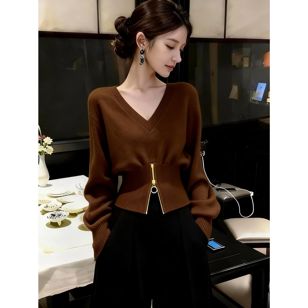 冬季新款高端轻奢气质小众时尚别致洋气显瘦长袖毛衣针织衫女爆款