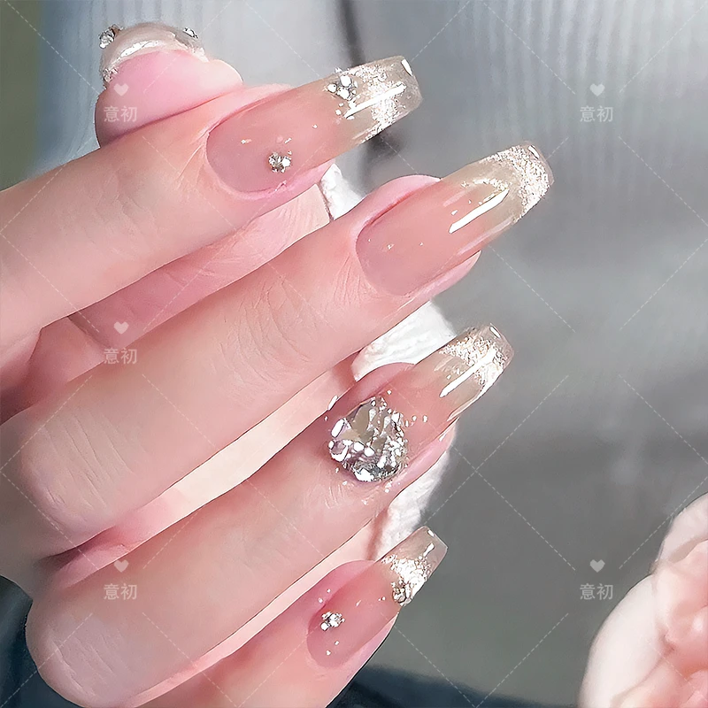 【仙女钻】穿戴甲美甲纯手工制作甲片精致指甲油猫眼堆钻中长款显白