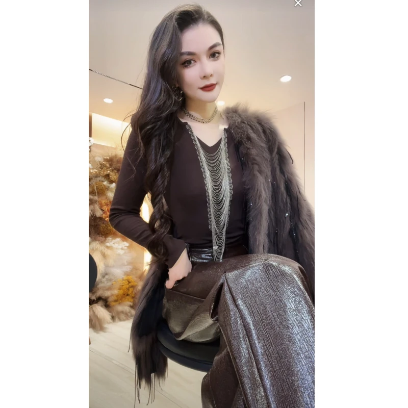 【YING FASHION】莹老板-时尚气质百搭链条流苏上衣 8021185