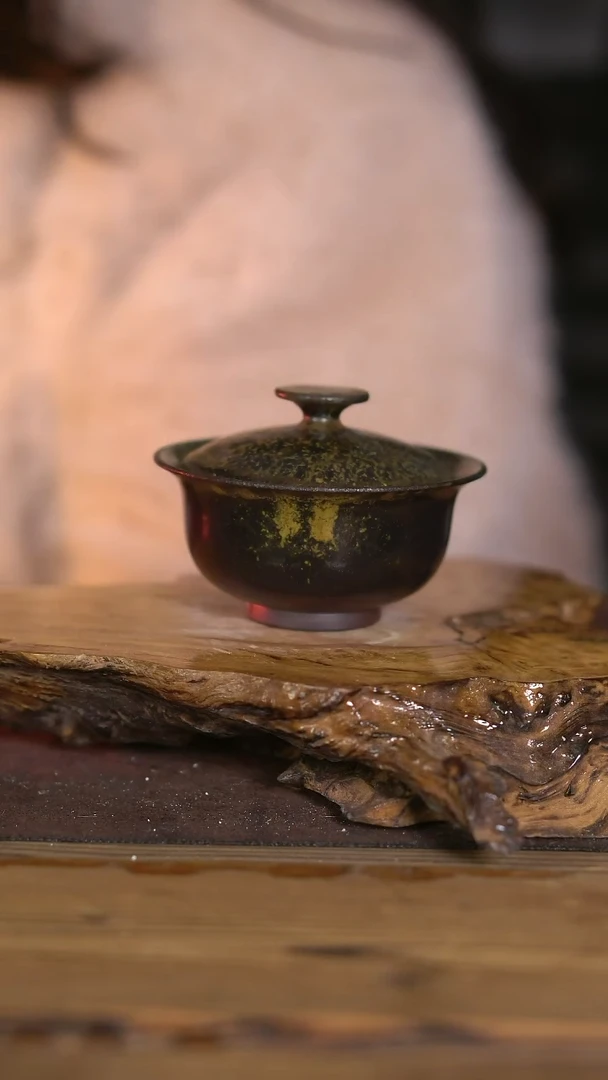 景德镇纯柴烧 乌金泥盖碗 48