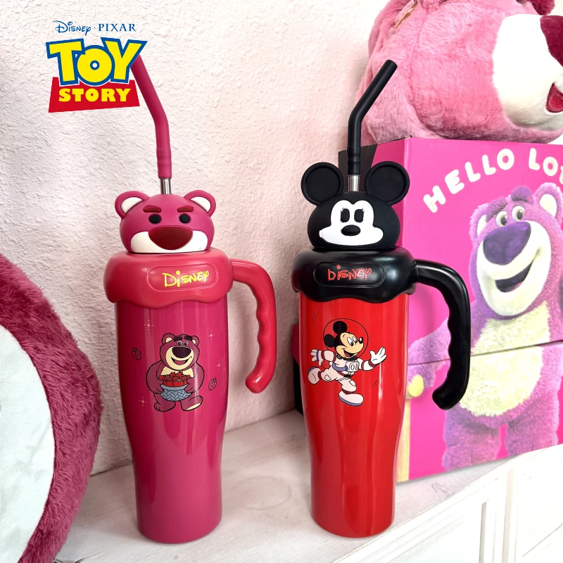 Disney草莓熊正品杯子高颜值吸管杯大容量巨无霸保温杯两款随机发