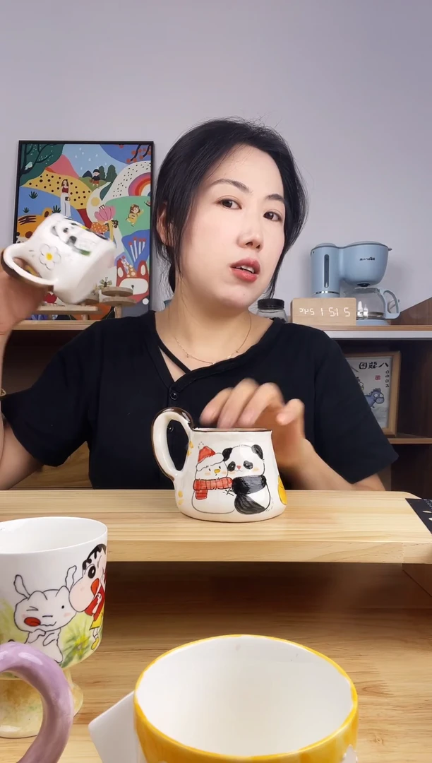 瓷片景德镇高温釉下彩陶瓷手绘卡通创意设计款