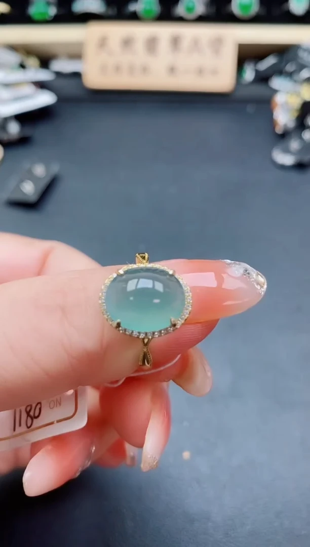银S925镶嵌戒指翡翠1