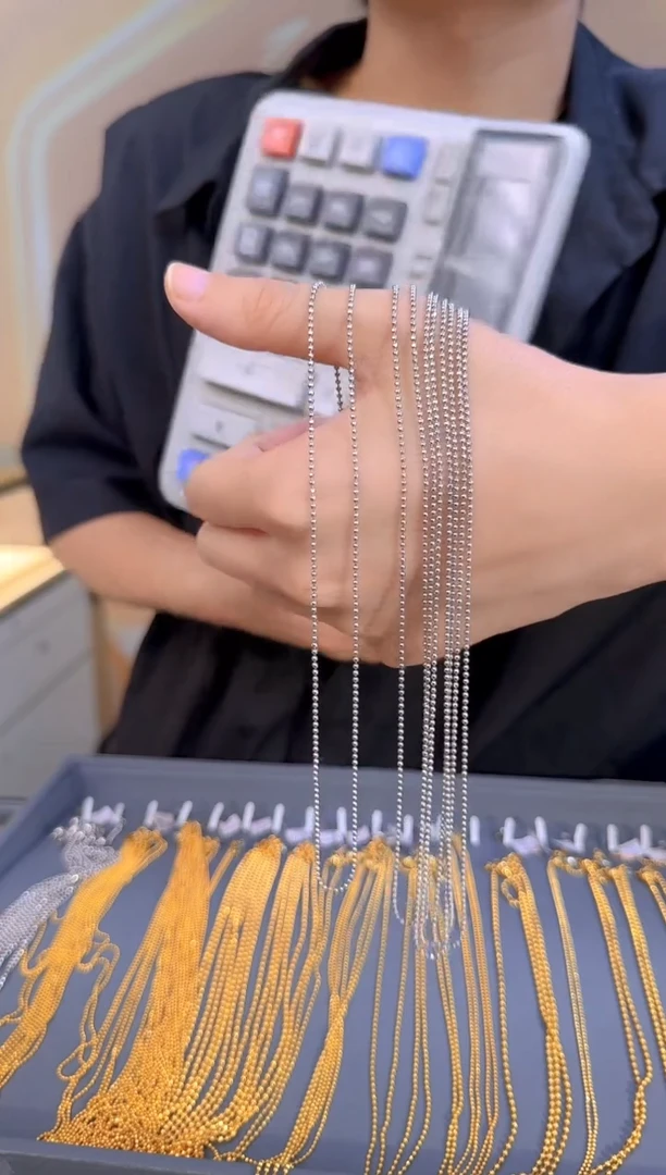 白爱心抽拉切面珠链50cm 3.45g（多样性发货）