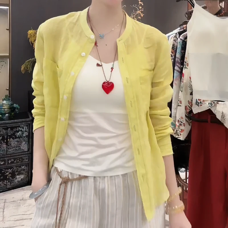 【黄油拿铁】2025春夏新款时尚简约气质百搭薄款防晒衬衫LK2502333
