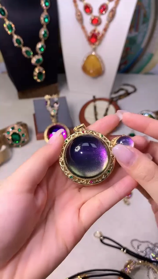纯铜大理石星空吊坠戒指