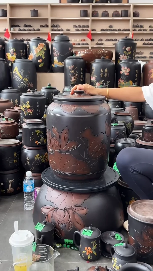 罐瑕疵茶缸高44cm  荷花 024