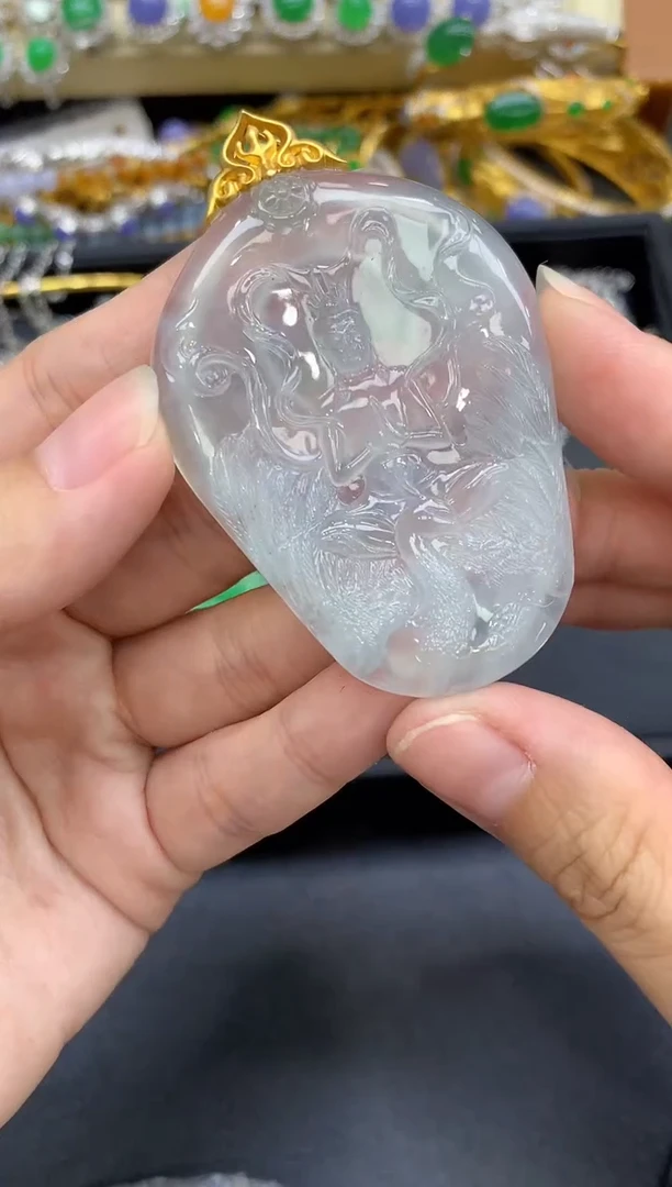 颈饰18K金镶嵌翡翠907-中国好珍宝