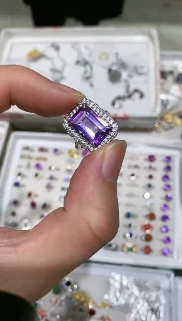 【闪购商品】紫晶戒指银S925镶嵌戒指