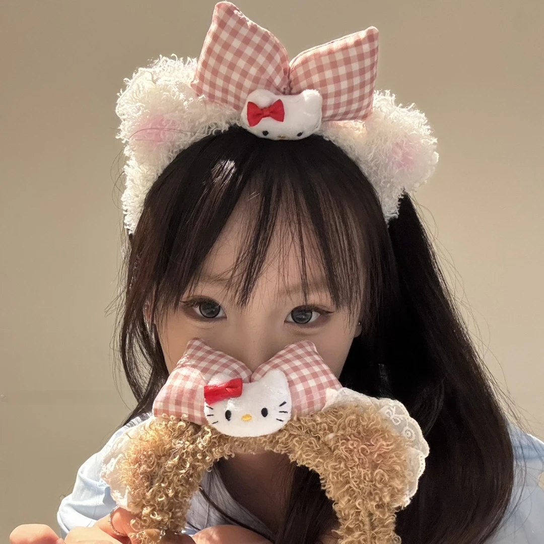 毛绒蝴蝶结kt猫发箍可爱儿童压发超萌头箍可洗脸高颅顶小女孩G100