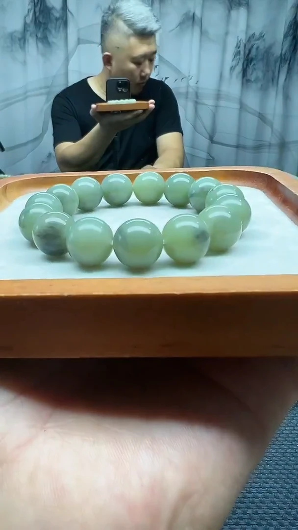 手串未镶嵌和田玉快**远意境青花卡14纯天然拍一发一