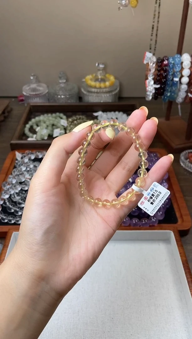 未镶嵌手链水晶7.5mm黄水晶