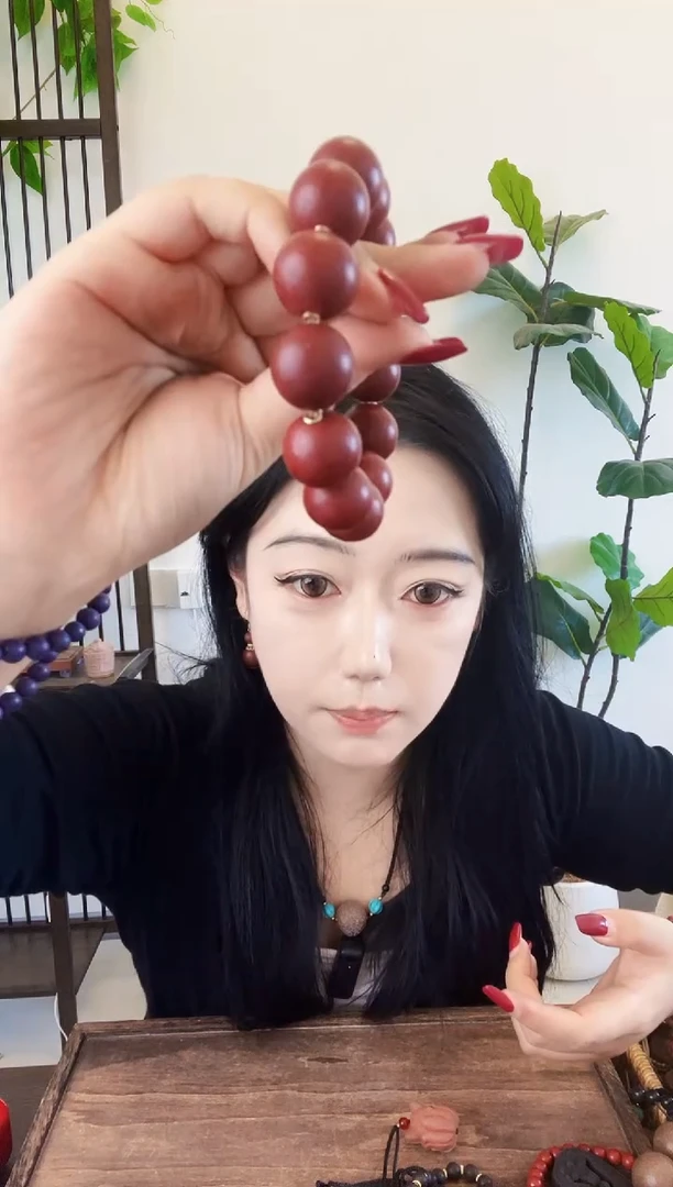 泥塑竹砂大四合镶铜管手串一个