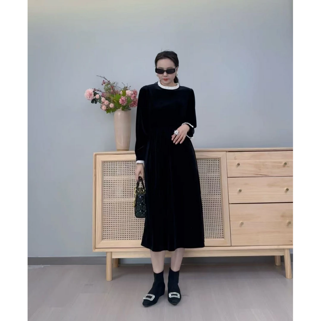 春季复古轻奢优雅时尚气质女装连衣裙收腰显瘦25-010