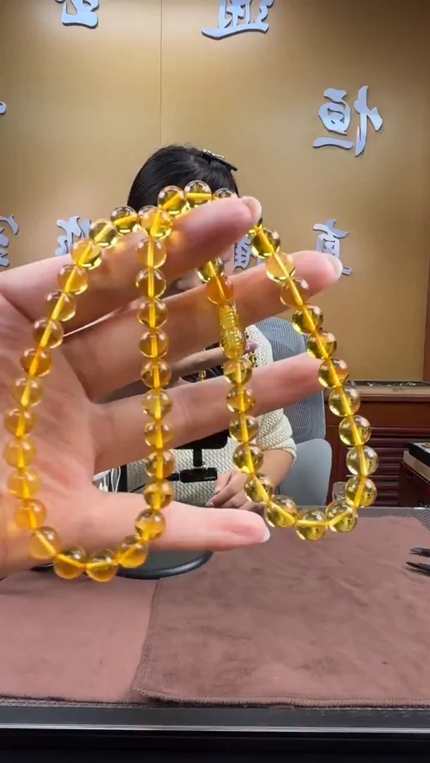 琥珀颈饰未镶嵌项链8mm