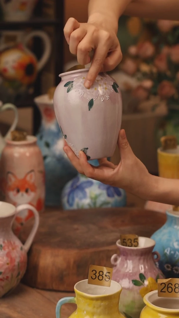 陶瓷172景德镇设计师手作花器摆件侘寂风