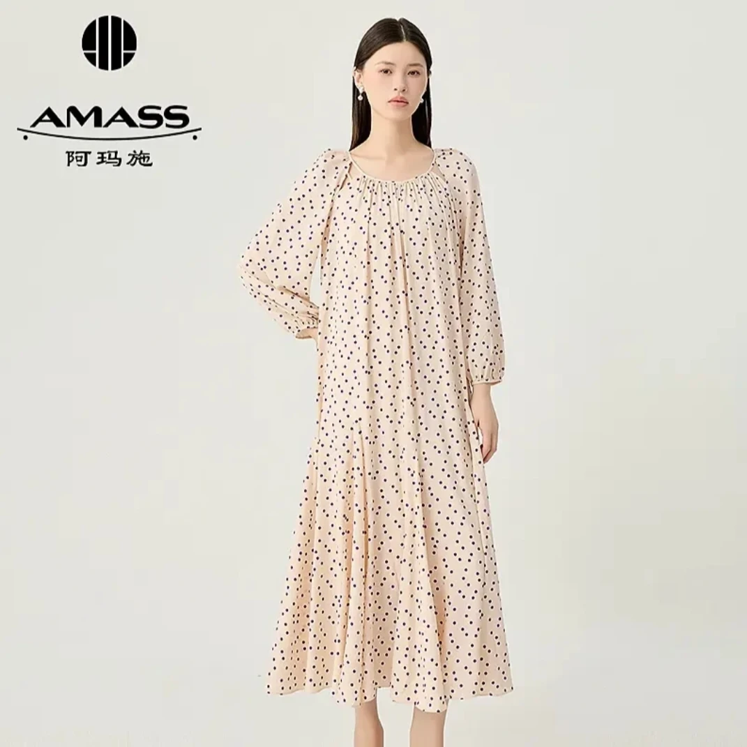 AMASS/阿玛施春夏法式气质波点长款连衣裙（附内搭）550012