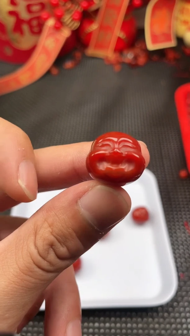 【闪购商品】南红玛瑙单珠未镶嵌45号柿子红卡17*18佛头一颗