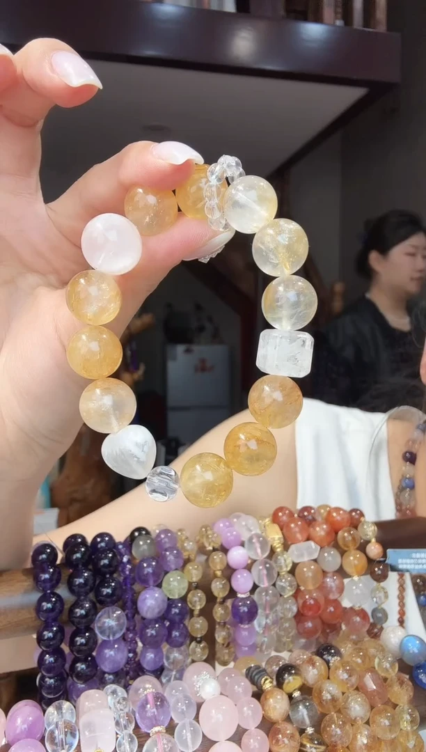 未镶嵌手链水晶黄胶花手串