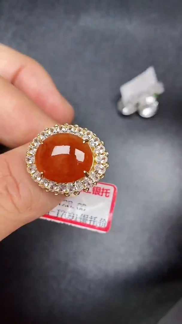 银S925镶嵌戒指翡翠3700