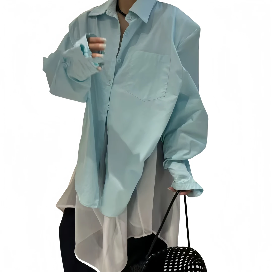 「主播推荐春季新款」7816款阔版垫肩衬衫