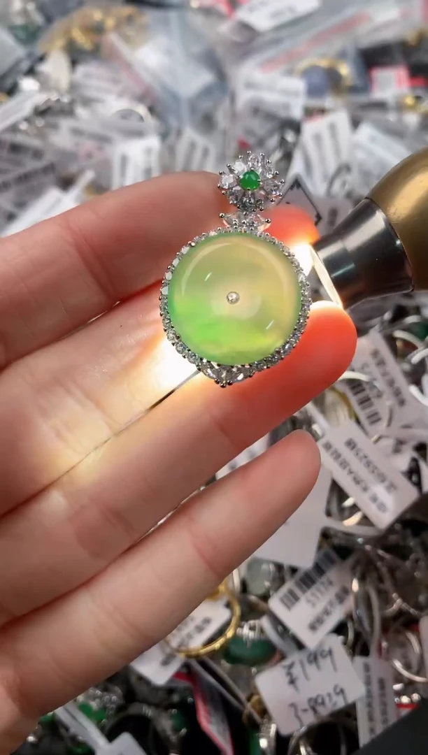 银S925镶嵌戒指翡翠1         2