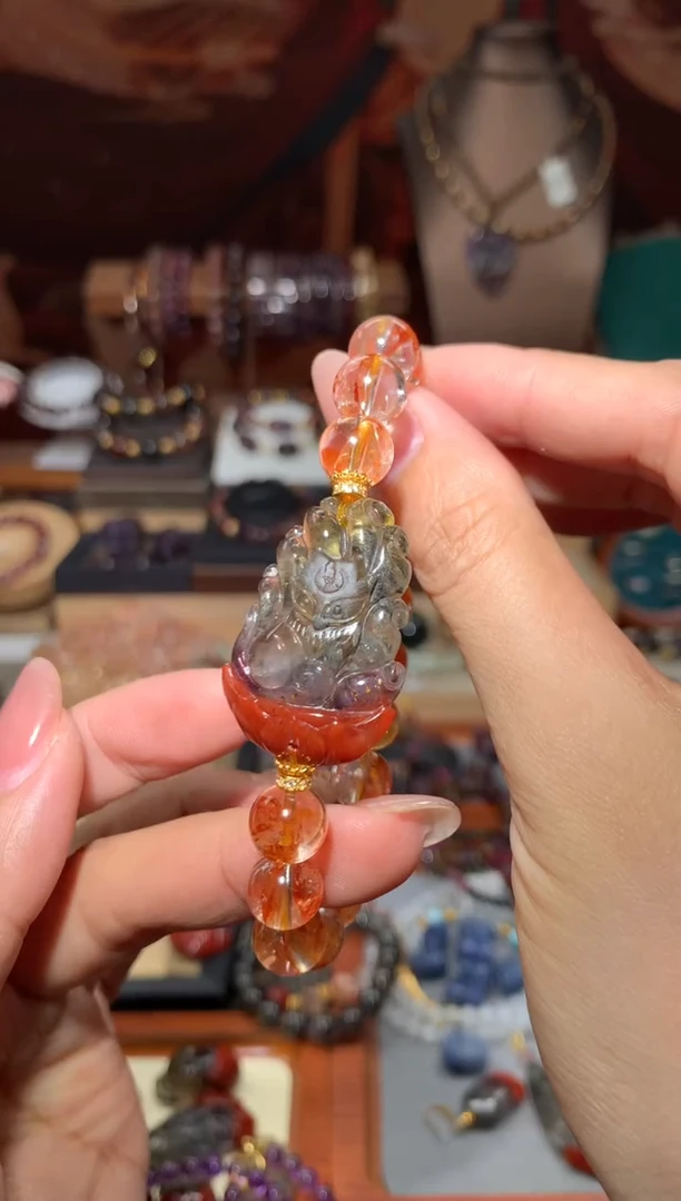 未镶嵌珠宝半成品水晶闪灵胶花红极光凤九DIY手串