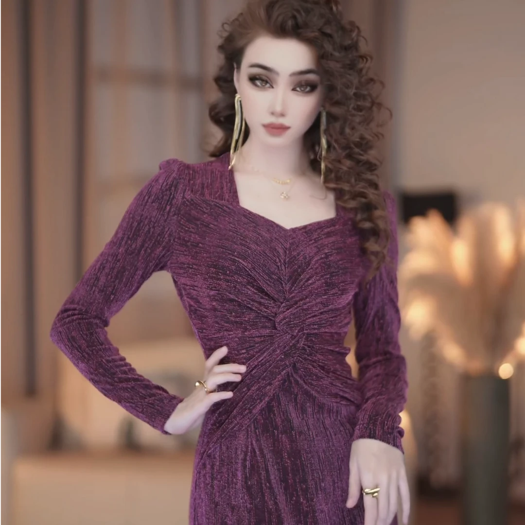 【爱妃】仲夏夜新款法式气质高级显瘦直筒连衣裙-YL20084