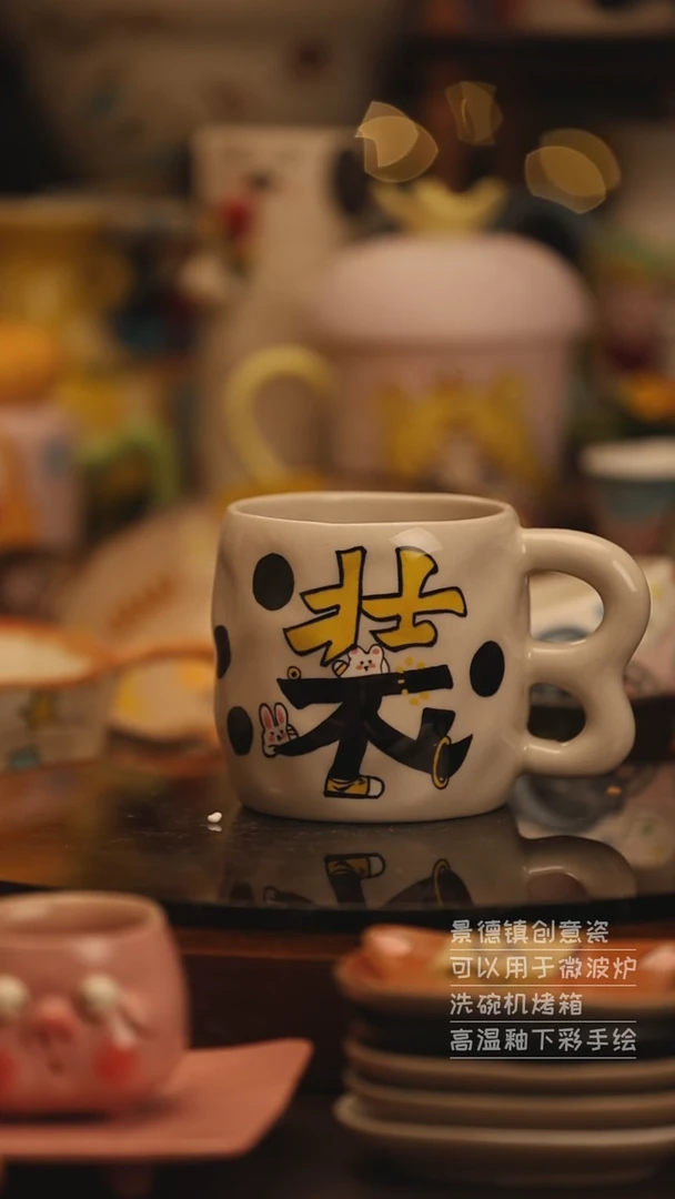 陶瓷景德镇可爱陶瓷釉下彩绘设计师款