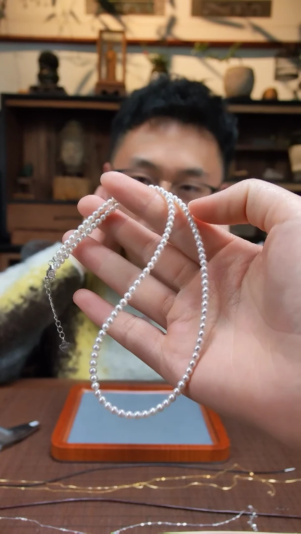 【闪购商品】淡水珍珠项链银S925镶嵌珍珠项链ZD多样性发一