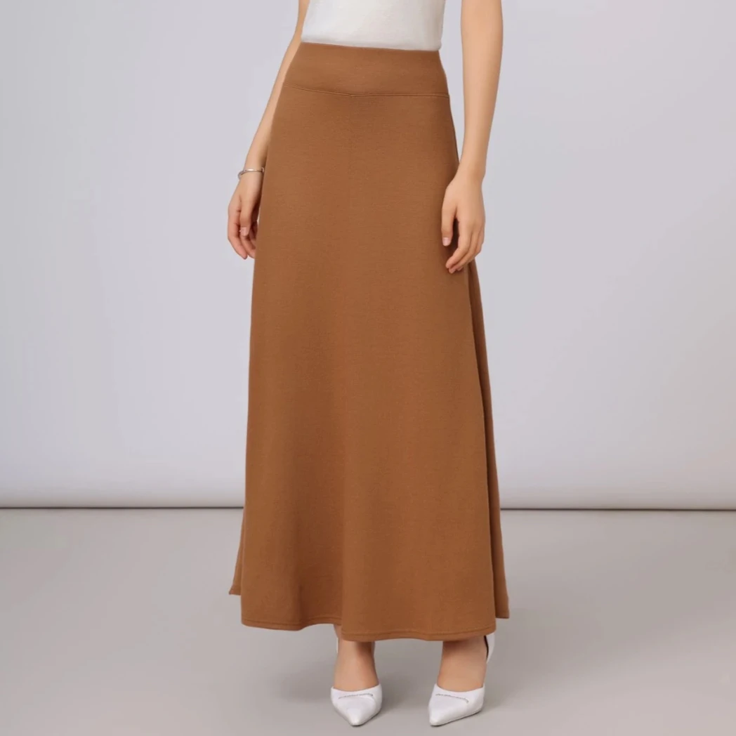 AMASS/阿玛施A字显瘦时尚秋冬棉羊毛纯色中长款半身裙5200502