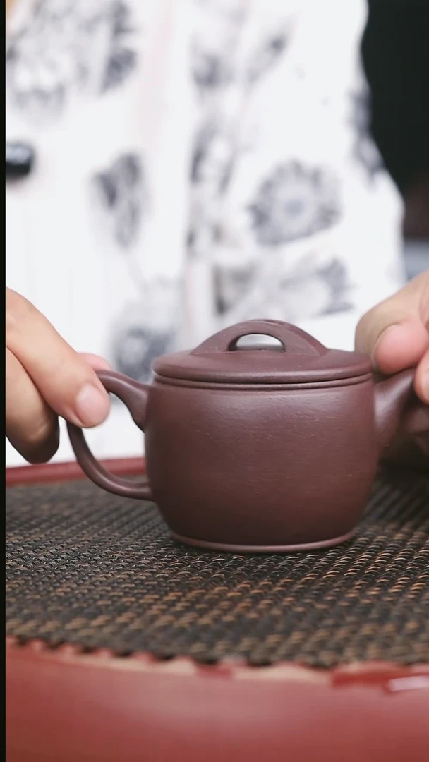 茶壶紫砂5号高砂老紫泥直筒汉瓦200CC微微暇