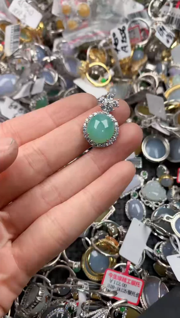 银S925镶嵌戒指翡翠11-----5