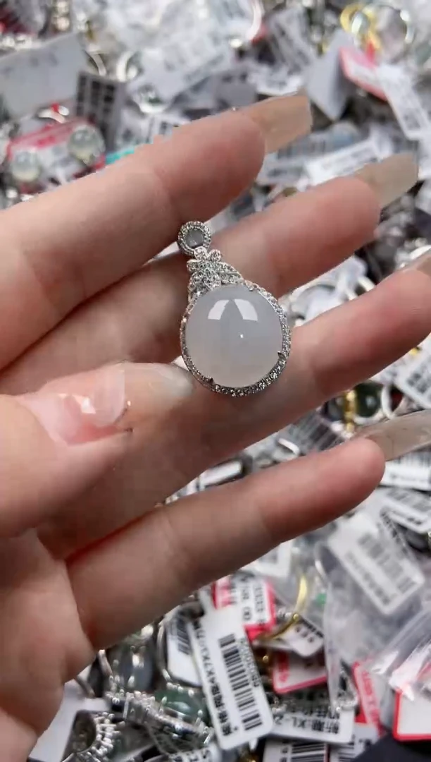 银S925镶嵌戒指翡翠555---5