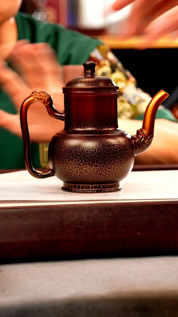 茶壶紫砂金贝烧 酒樽壶