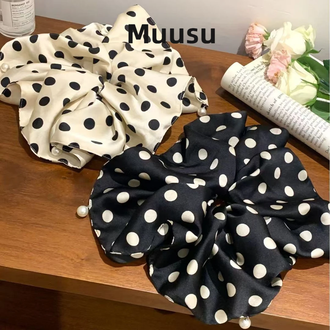 【Muusu】新款波点发圈大号复古仿珍珠坠洋气百搭头饰
