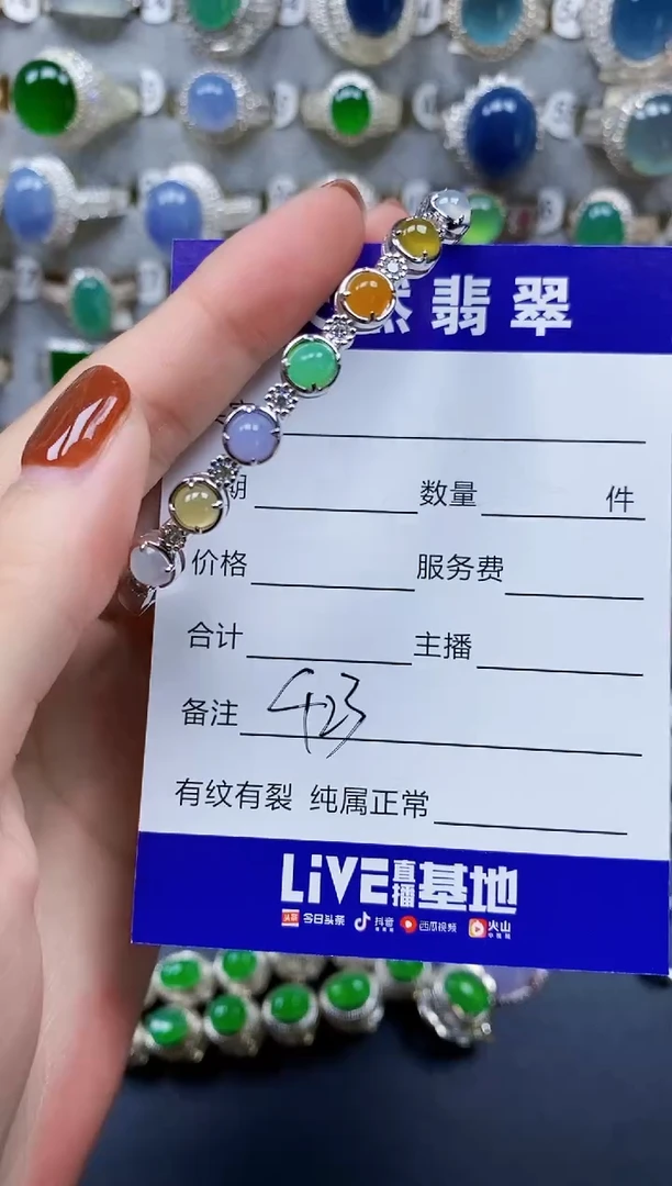 翡翠手镯银S925镶嵌423