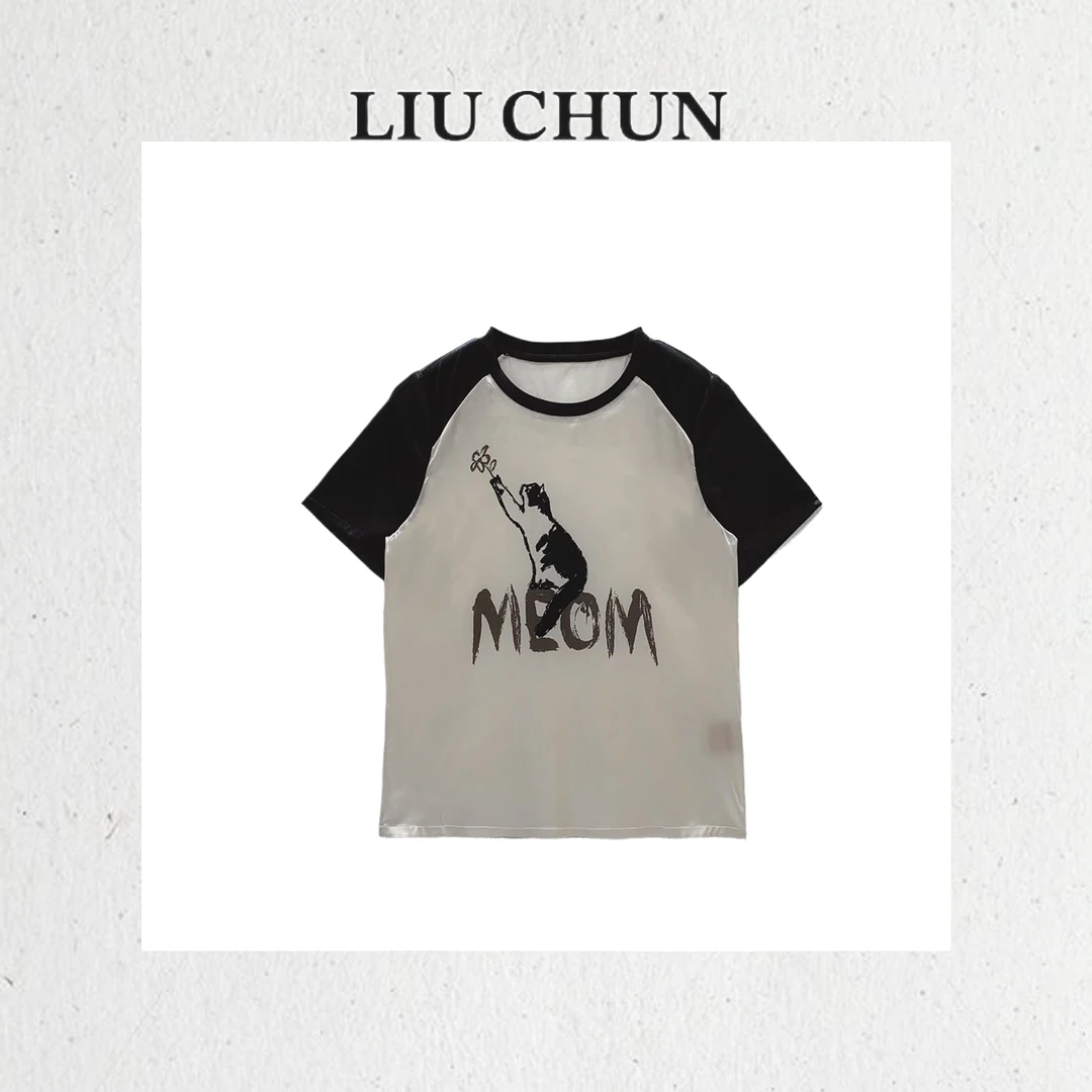 【趣味猫咪】CHUN家桑蚕丝弹力缎T恤