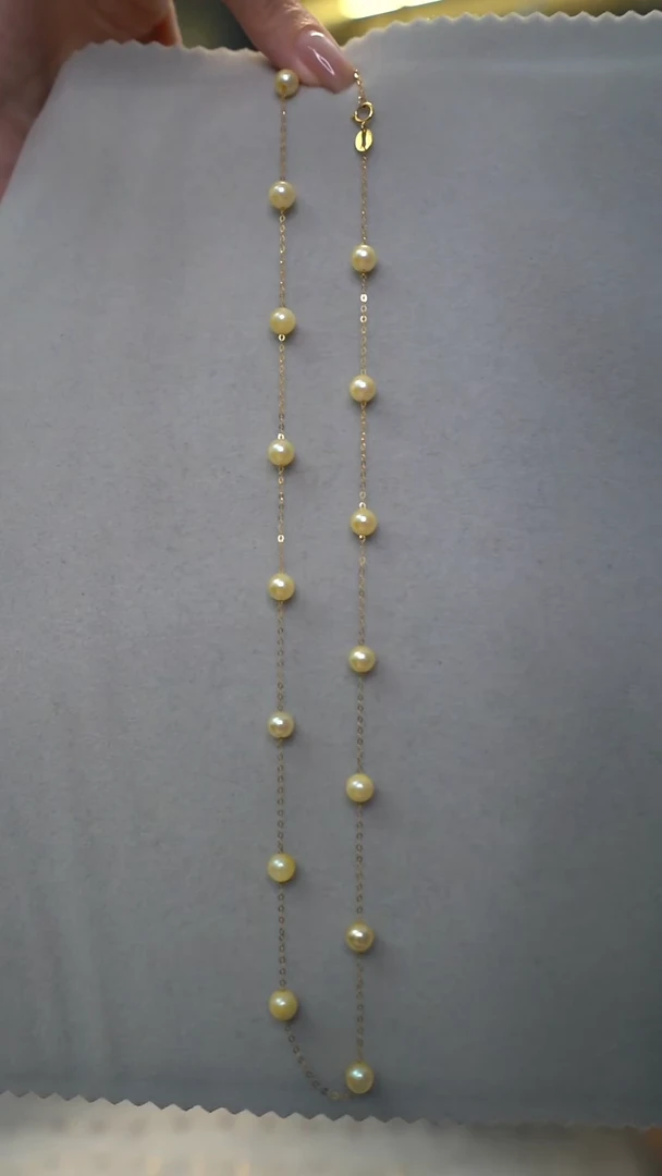 颈饰18K金镶嵌海水珍珠通体18K金 akoya羽皇金项链