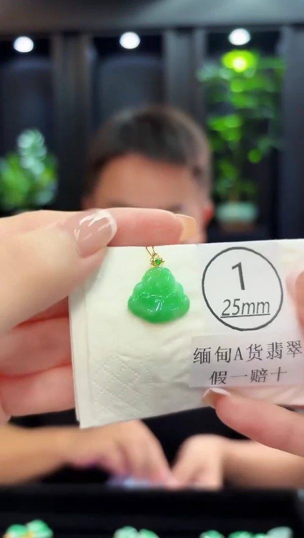 颈饰18K金镶嵌翡翠 缅料A货/支持复检/一件