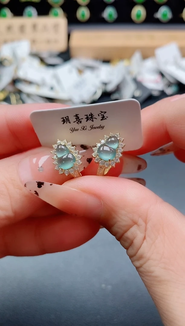 银S925镶嵌戒指翡翠1