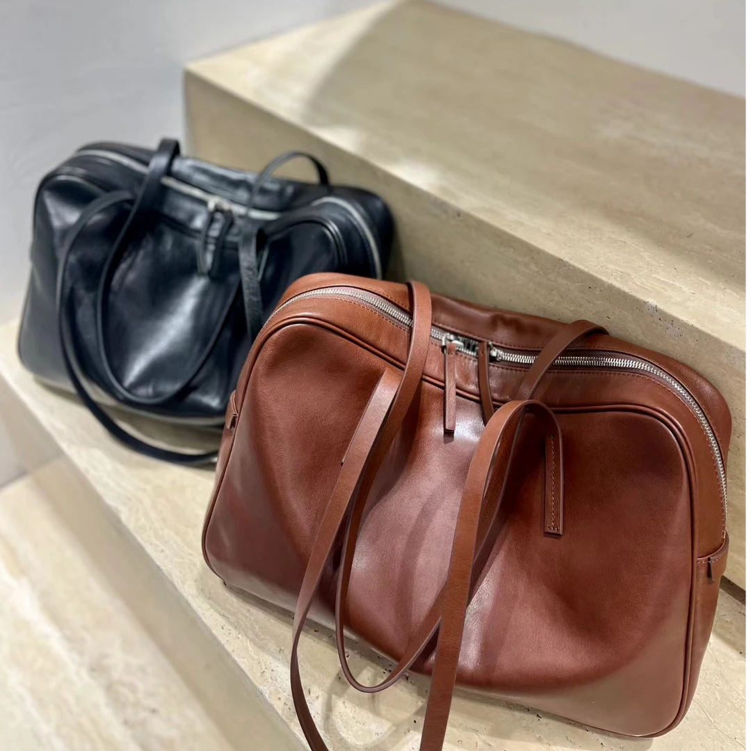 美拉德色系包包桶包简约韩式单肩复古单肩包腋下小众大号保龄球包