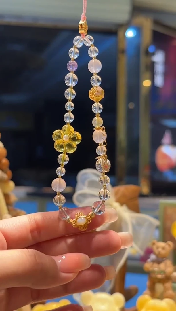 琥珀未镶嵌珠宝奇石春日宴会手机挂