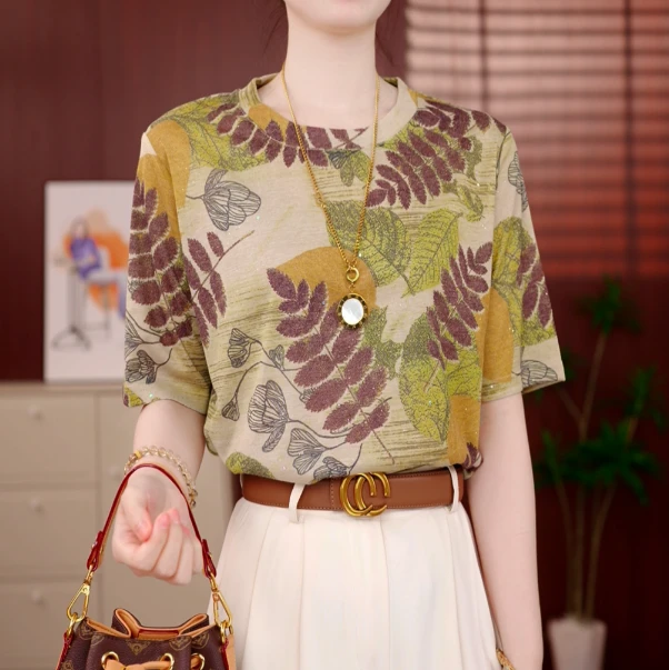 2025原版新款天香国色套头衬衫女气质休闲百搭减龄薄夏打底