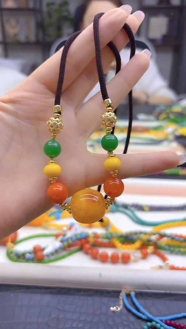 蜜蜡毛衣链未镶嵌DIY款M828